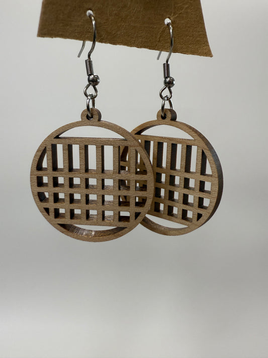Earring - Deco Circle Geometric Grid (light)