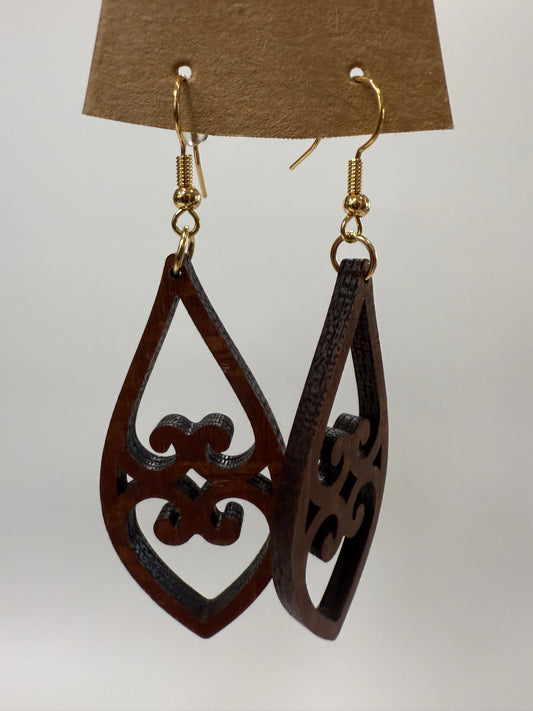 Earring - Deco Scroll Drop (dark)