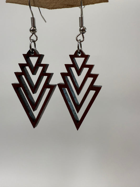 Earring - Modern Stacked Triangles (dark)