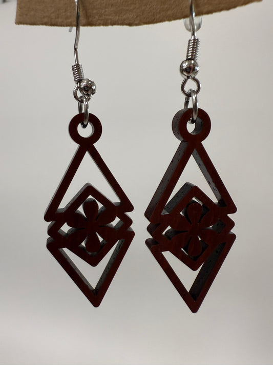 Earring - Deco Triangle Floral (dark)